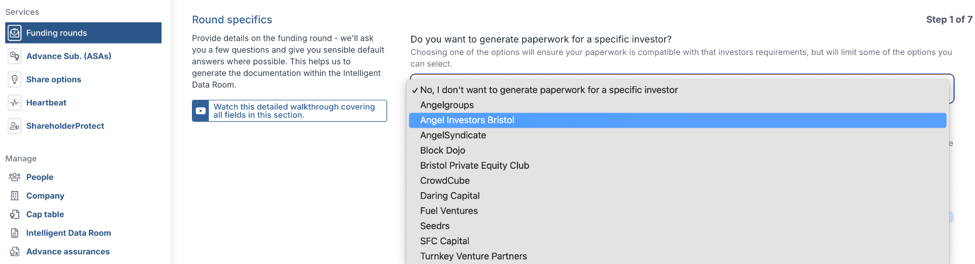 Platform dropdown showing  selection